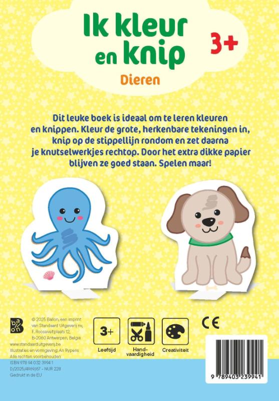Achterkant van Ik kleur en knip: Dieren