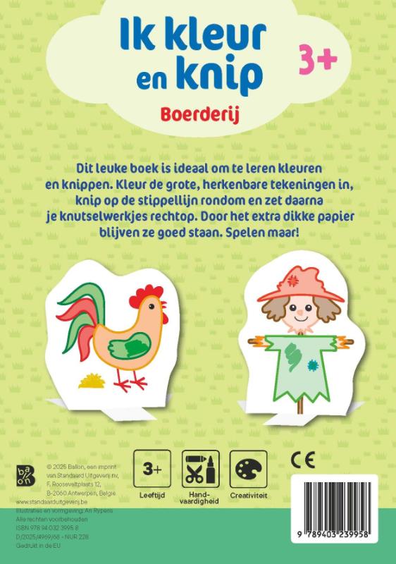 Achterkant van Ik kleur en knip: Boerderij