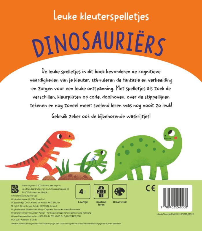 Achterkant van Leuke kleuterspelletjes: Dino's