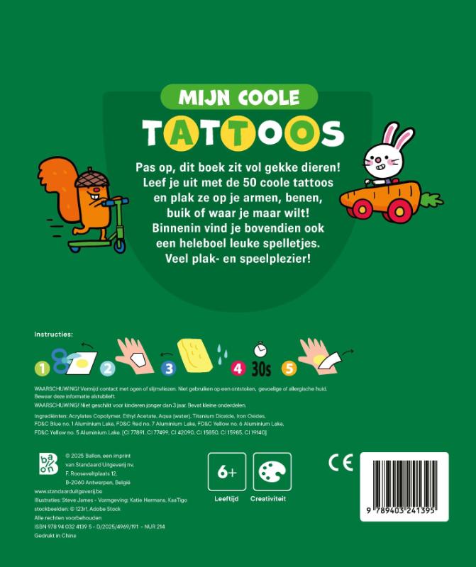 Achterkant van Mijn coole tattoos: Gekke dieren