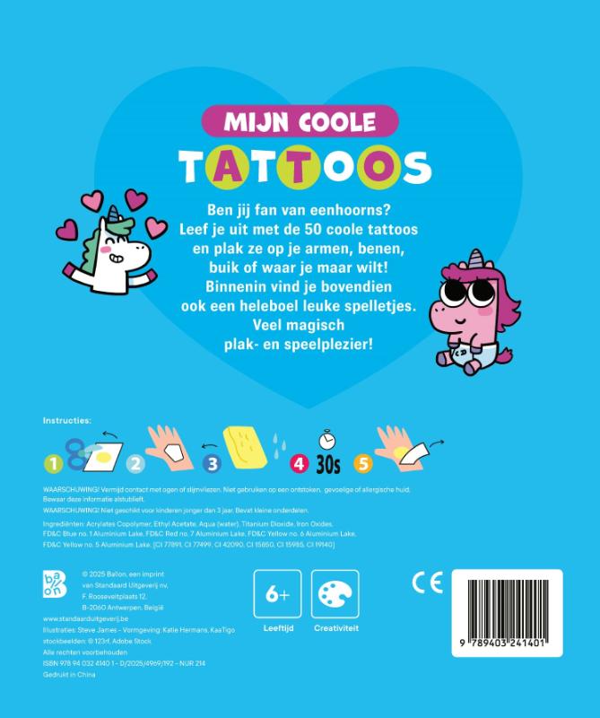 Achterkant van Mijn coole tattoos: Eenhoorns