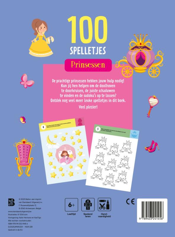 Achterkant van 100 spelletjes: Prinsessen 6+