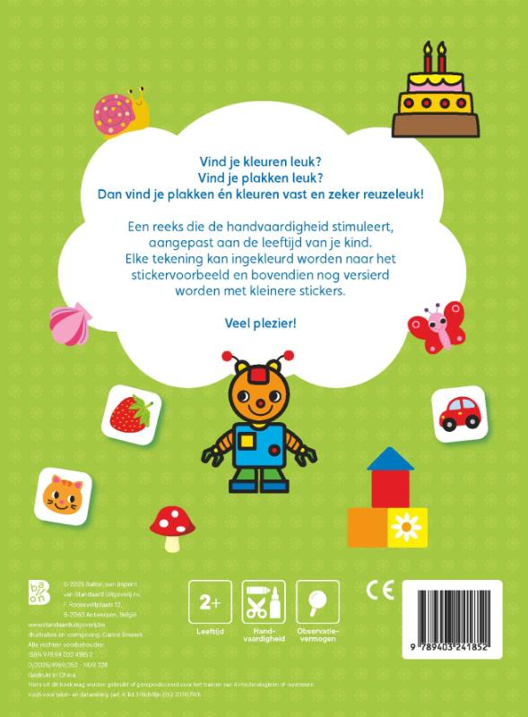 Achterkant van Plak en kleur woordjes