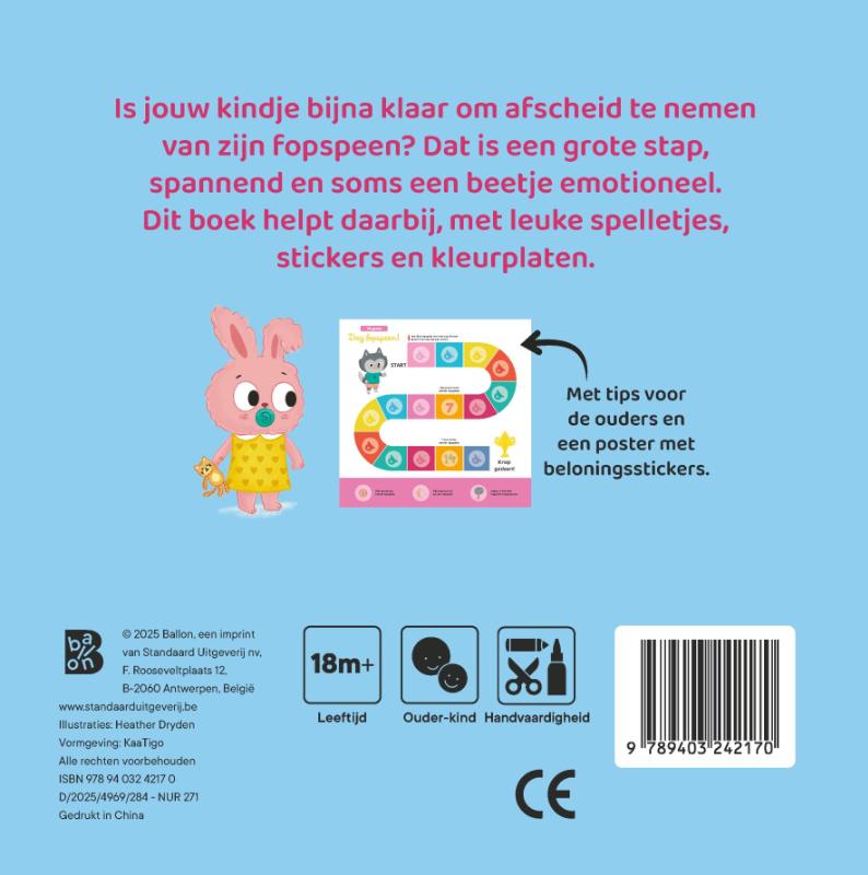 Achterkant van Ik groei: Dag fopspeen spelletjesboek