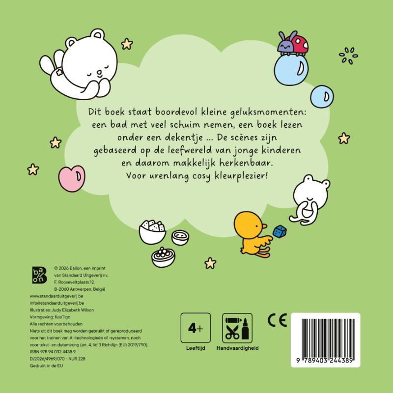 Achterkant van Cosy kleurboek: Kleine gelukjes