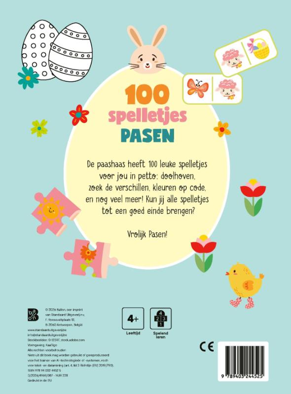 Achterkant van 100 spelletjes Pasen