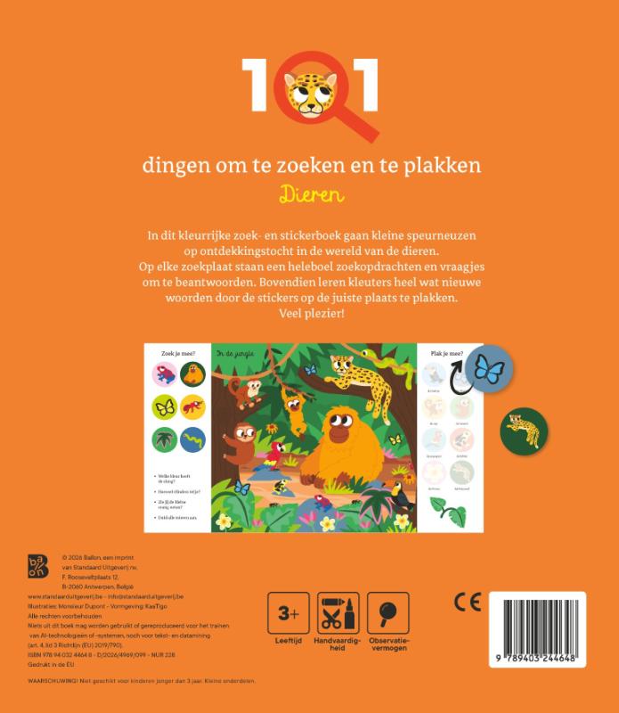 Achterkant van 101 dingen om te zoeken en te plakken: Dieren