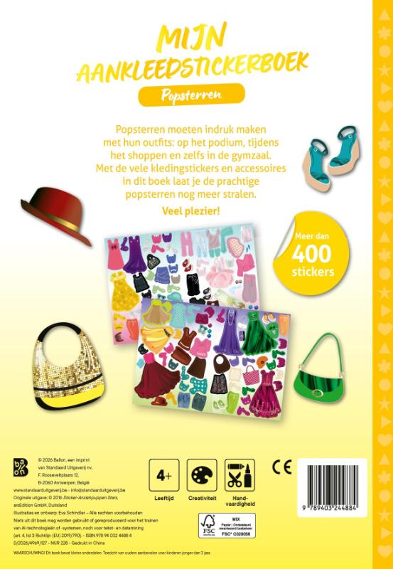 Achterkant van Mijn aankleedstickerboek: Popsterren