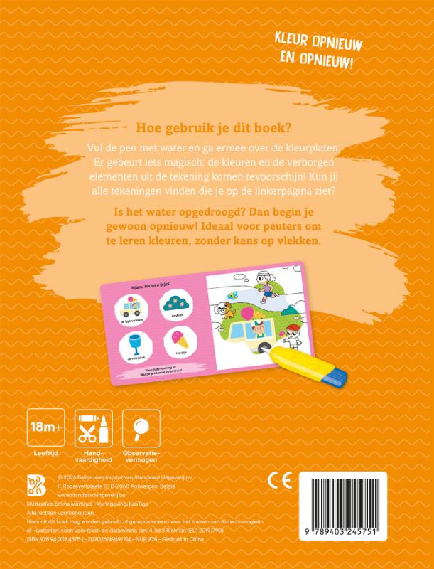 Achterkant van Kleuren met water voor de kleintjes: In het park