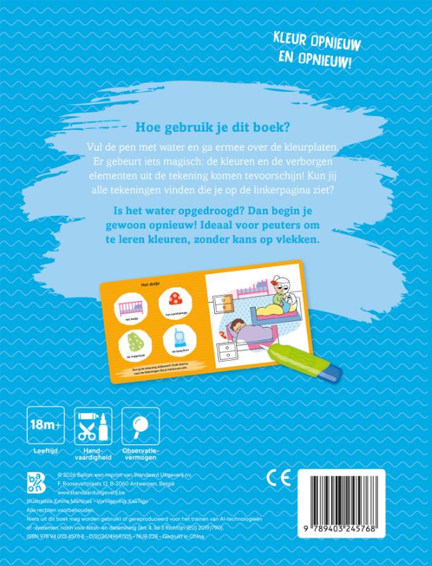 Achterkant van Kleuren met water voor de kleintjes: In de crèche