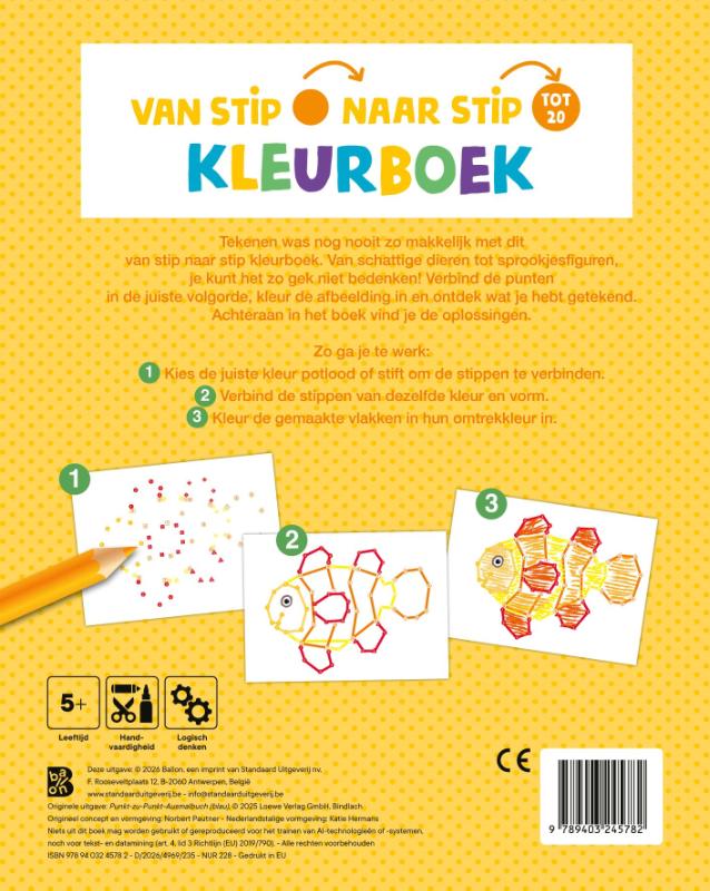 Achterkant van Van stip naar stip kleurboek