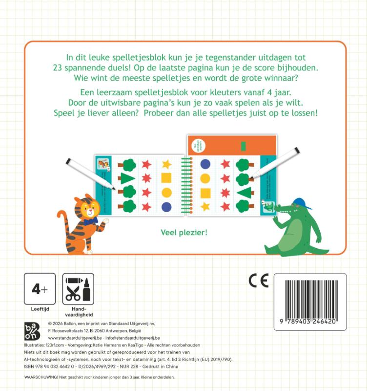 Achterkant van Het grote duel spelletjesblok 4+