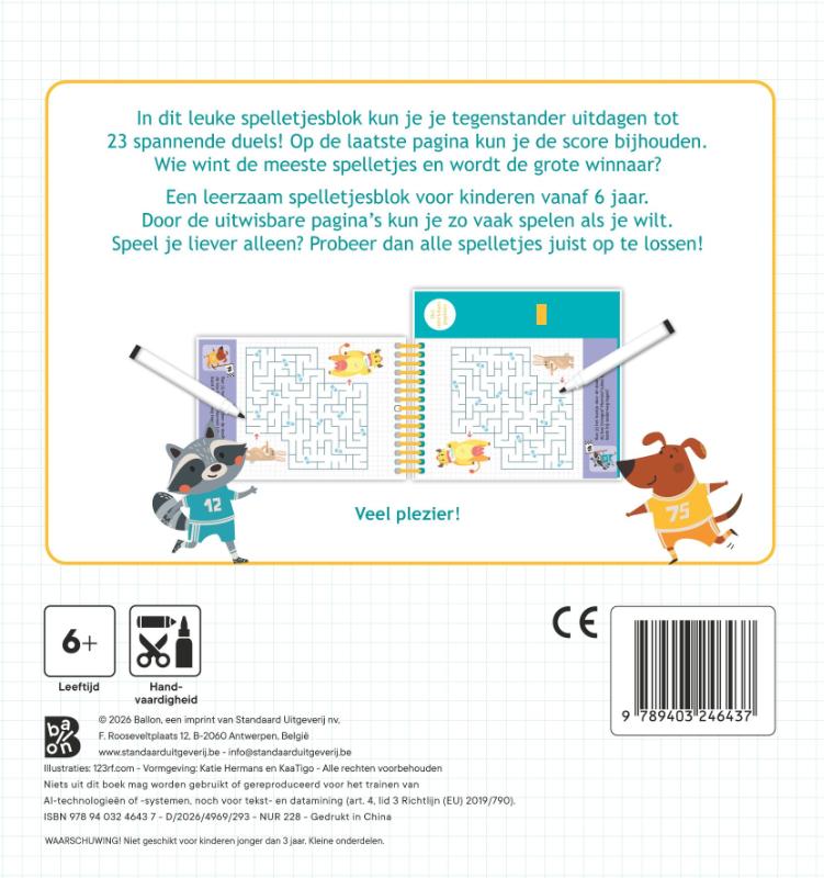 Achterkant van Het grote duel spelletjesblok 6+