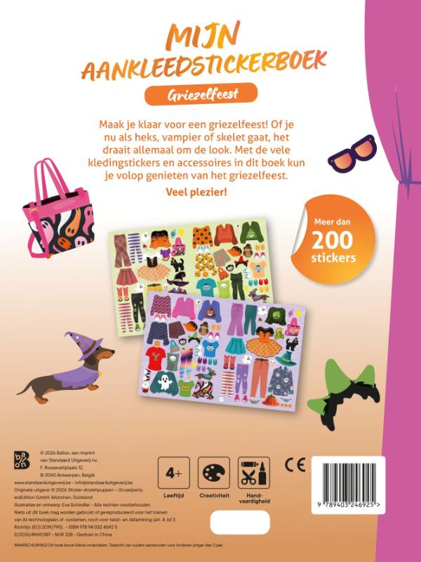 Achterkant van Mijn aankleedstickerboek: Griezelfeest