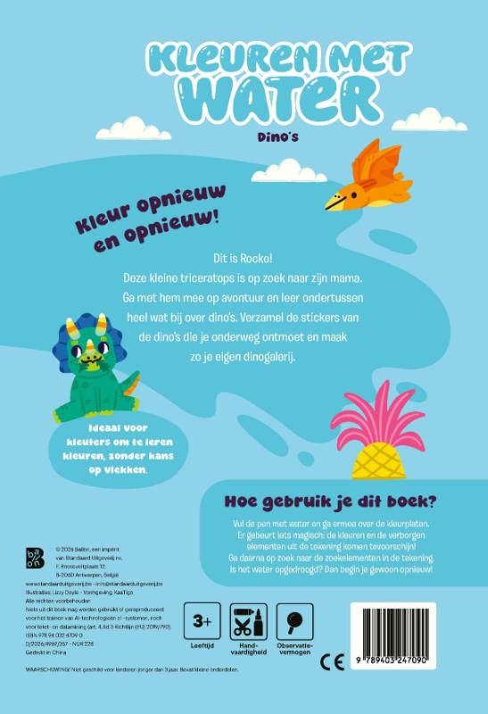 Achterkant van Kleuren met water: Dino's
