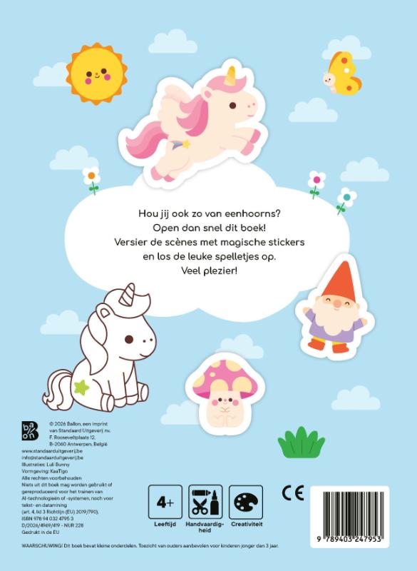 Achterkant van Ik hou van eenhoorns: Scènestickerboek