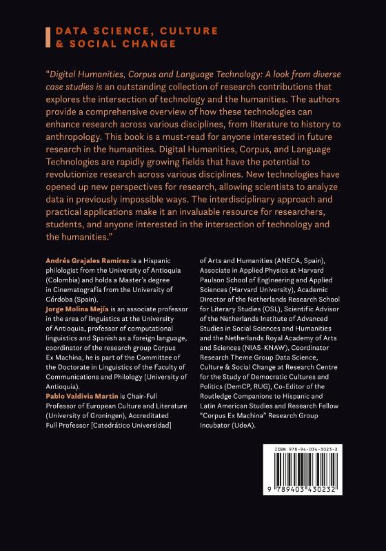 Achterkant van Digital Humanities, Corpus and Language Technology = Humanidades Digitales, Corpus y Tecnología del Lenguaje