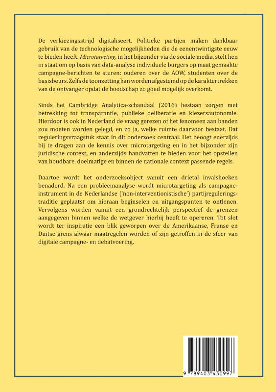 Achterkant van Ruimte voor regulering van politieke microtargeting