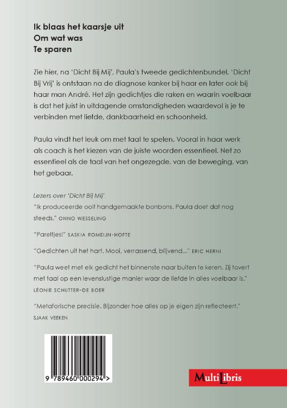Achterkant van Dicht Bij Vrij