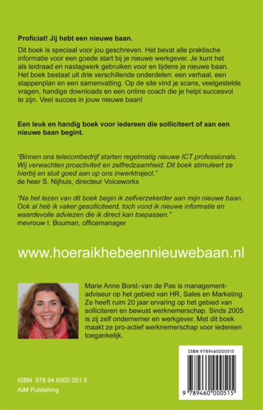 Achterkant van Hoera! Ik heb een nieuwe baan