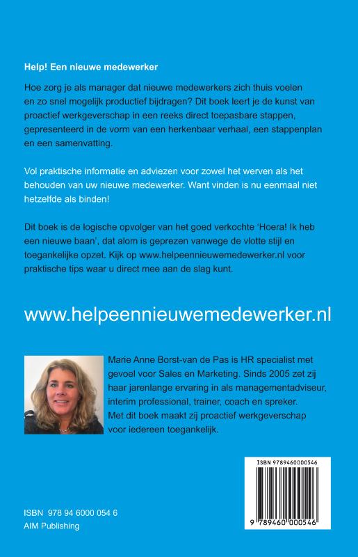 Achterkant van Help! een nieuwe medewerker