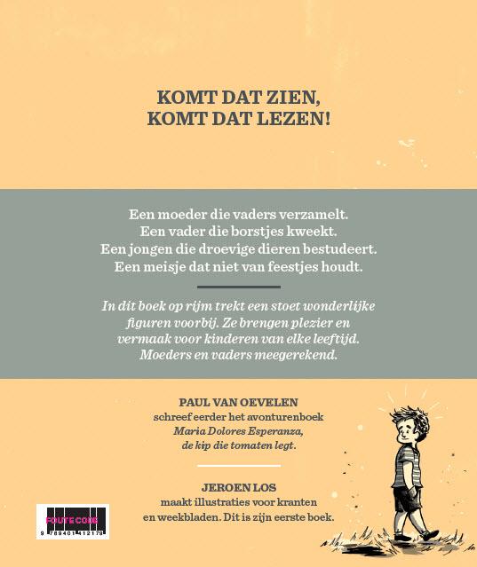 Achterkant van Mijn moeder verzamelt vaders