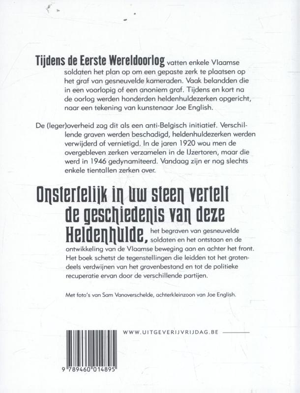 Achterkant van Onsterfelijk in uw steen
