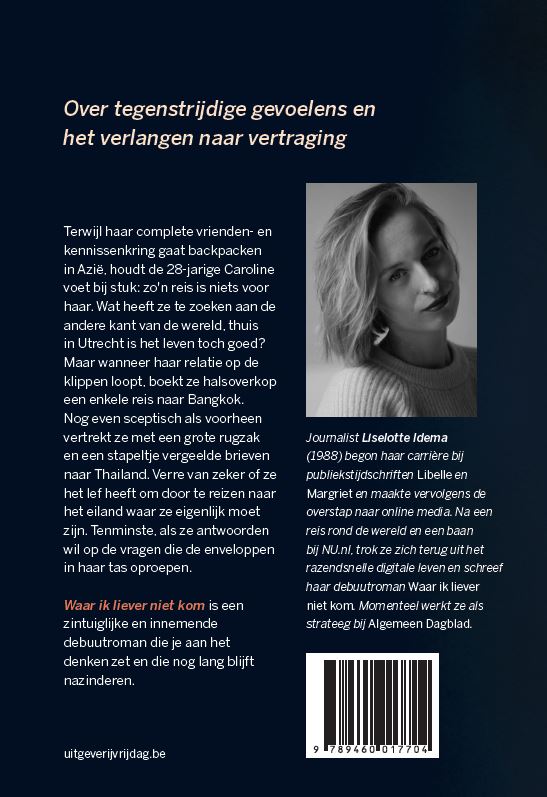 Achterkant van Waar ik liever niet kom