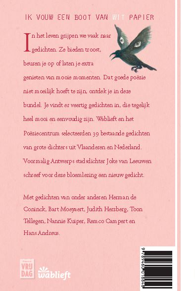Achterkant van Ik vouw een boot van wit papier