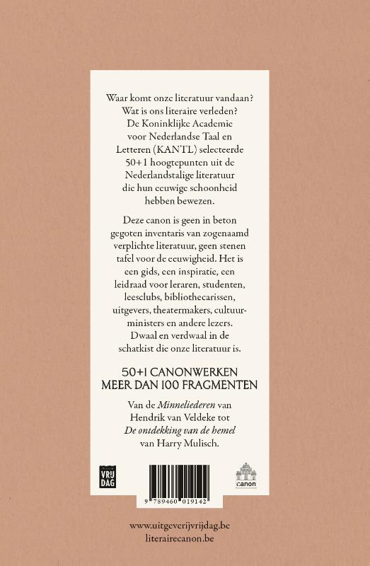 Achterkant van De canon van de Nederlandstalige literatuur