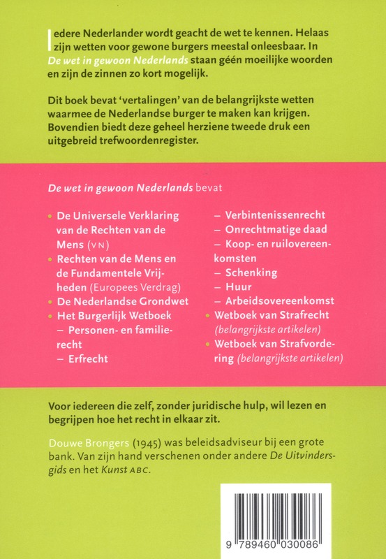 Achterkant van De wet in gewoon Nederlands