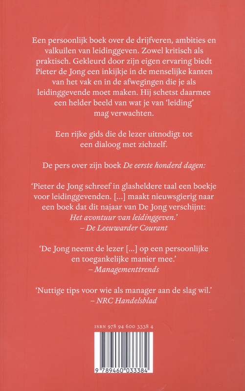 Achterkant van Het avontuur van leidinggeven