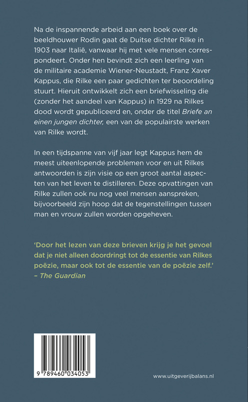 Achterkant van Brieven aan een jonge dichter