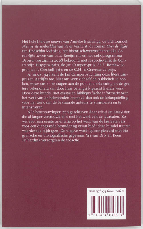 Achterkant van Jan Campertprijzen 2008