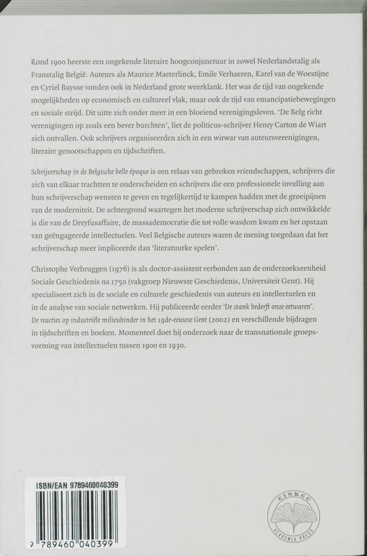 Achterkant van Schrijverschap in de Belgische Belle Époque