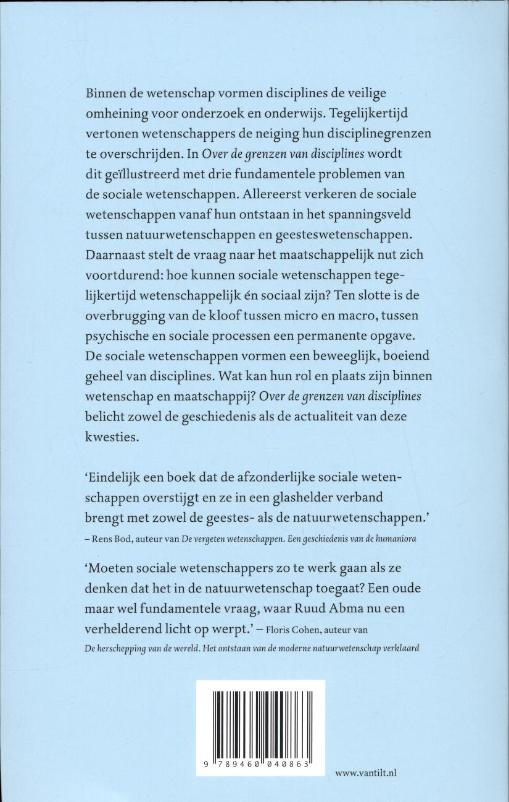Achterkant van Over de grenzen van disciplines