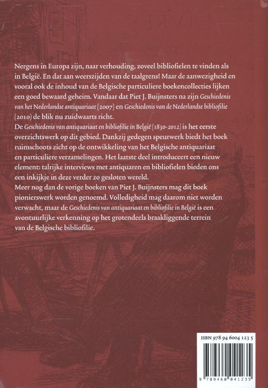 Achterkant van Geschiedenis van antiquariaat en bibliofilie in Belgie (1830-2012)
