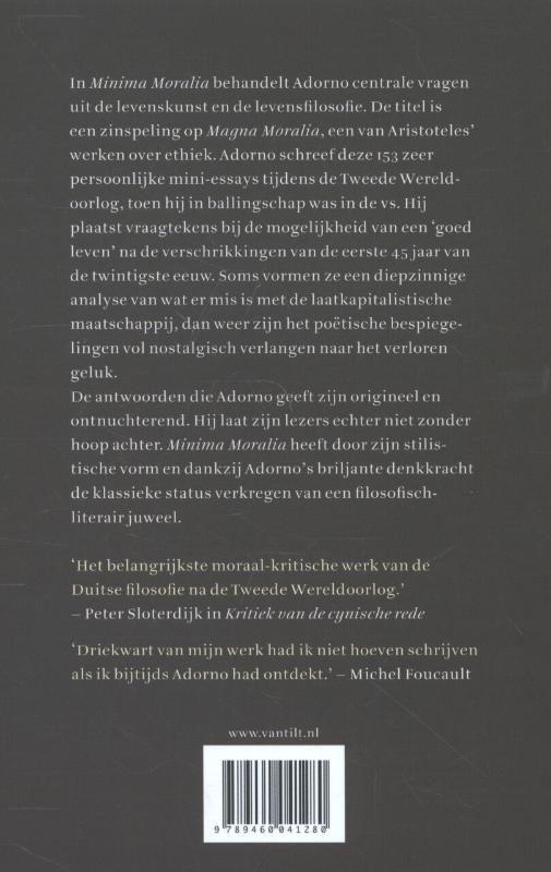 Achterkant van Minima Moralia