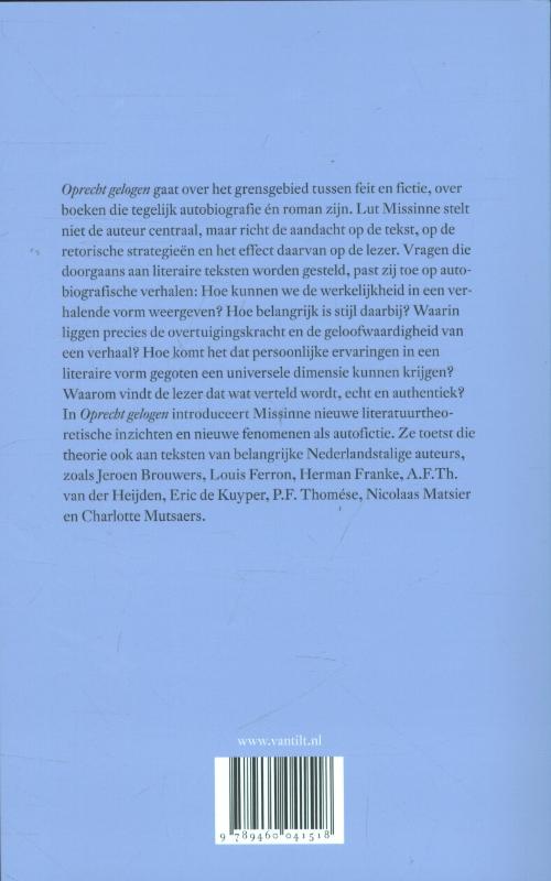 Achterkant van Oprecht gelogen