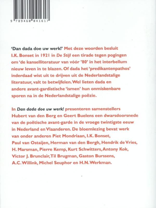 Achterkant van Dan dada doe uw werk!