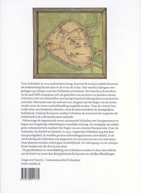 Achterkant van Historische atlas van Schiedam