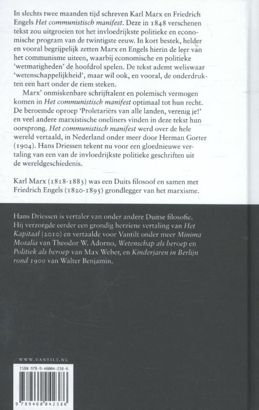 Achterkant van Het communistisch manifest
