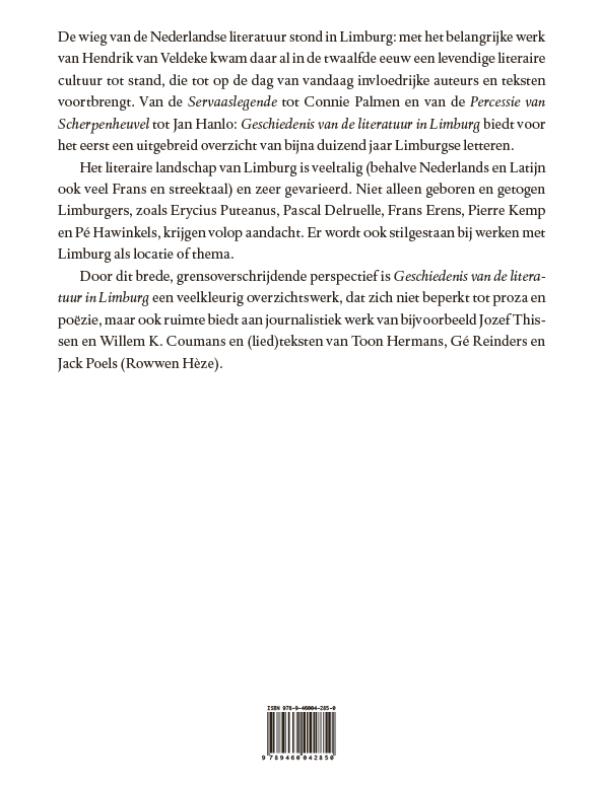 Achterkant van Geschiedenis van de literatuur in Limburg
