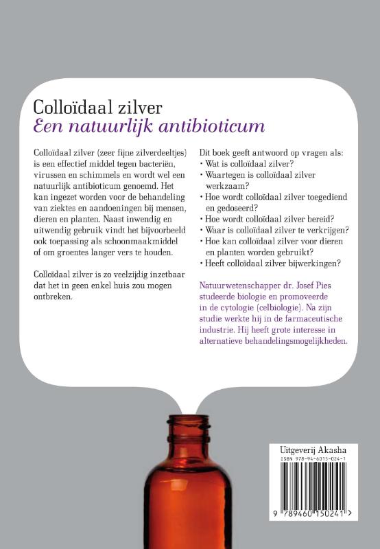 Achterkant van Colloïdaal zilver Een natuurlijk antibioticum