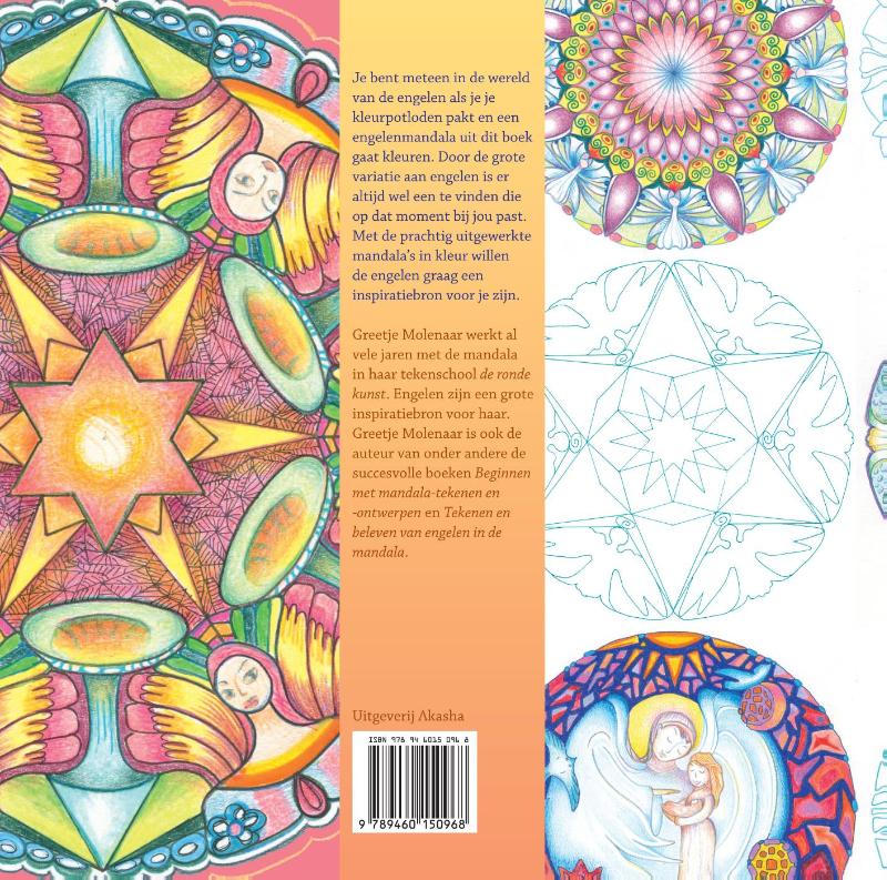 Achterkant van Engelenmandala's kleuren