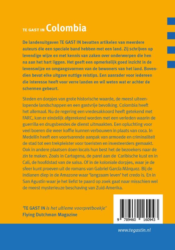 Achterkant van Te gast in Colombia