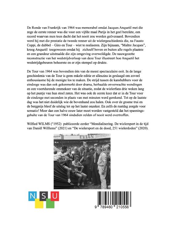 Achterkant van Jacques Anquetil in de Tour van 1964