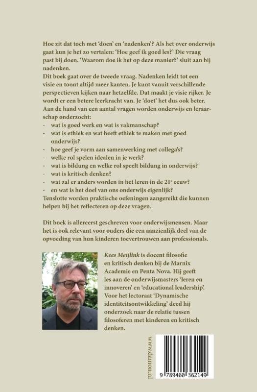 Achterkant van Denken over onderwijs