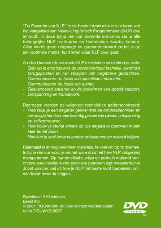 Achterkant van De Essentie van NLP 2 ex