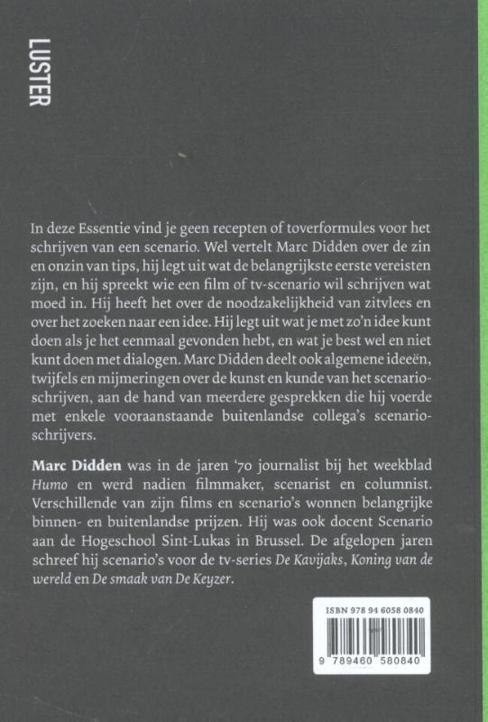Achterkant van Scenario schrijven